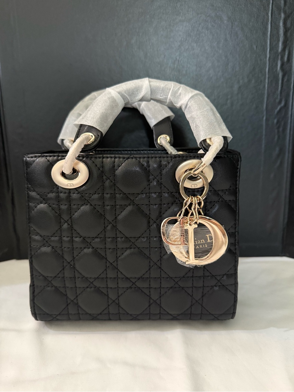 Black Quilted Lady Mini Tote